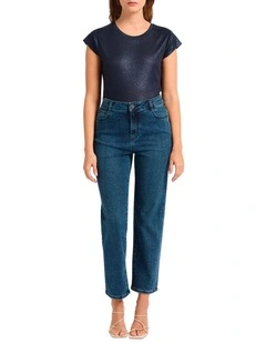 Girlfriend Straight Leg Jean in Siena Blue