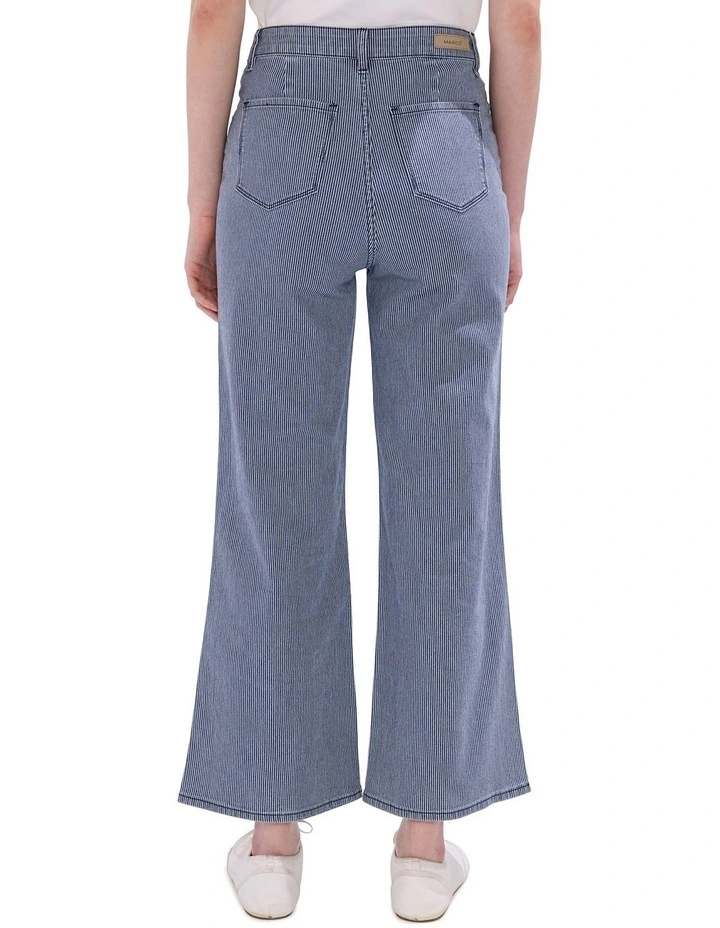 Rail Road Wide Leg Jean in Navy Stripe image 3
