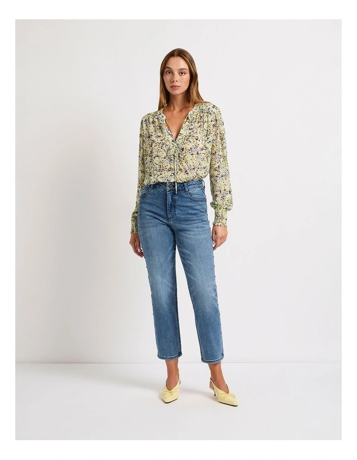 Mariah Studded Girlfriend Jean in Han Blue image 1