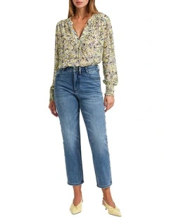 Mariah Studded Girlfriend Jean in Han Blue
