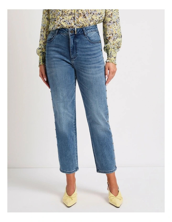 Mariah Studded Girlfriend Jean in Han Blue image 2