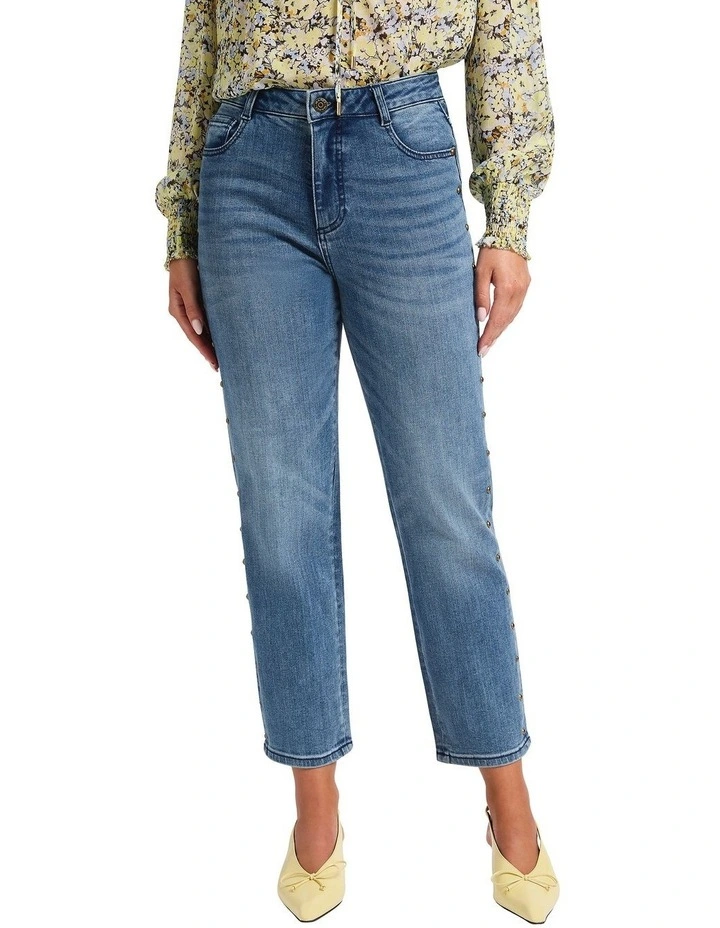 Mariah Studded Girlfriend Jean in Han Blue image 2