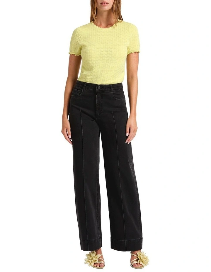 Flora Low Rise Wide Leg Jean in Washed Black image 1