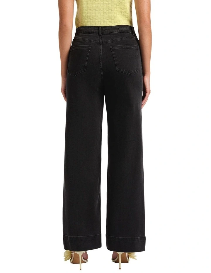 Flora Low Rise Wide Leg Jean in Washed Black image 3