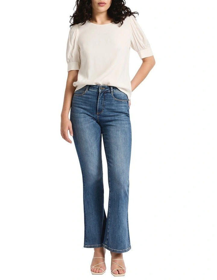 Tess Two Tone Flare Jean in Californian Blue image 4