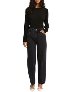 Soren Sparkle Barrel Leg Jean in Washed Black