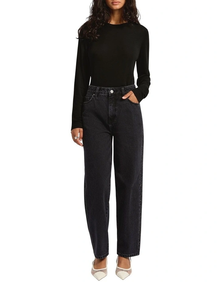 Soren Sparkle Barrel Leg Jean in Washed Black image 1