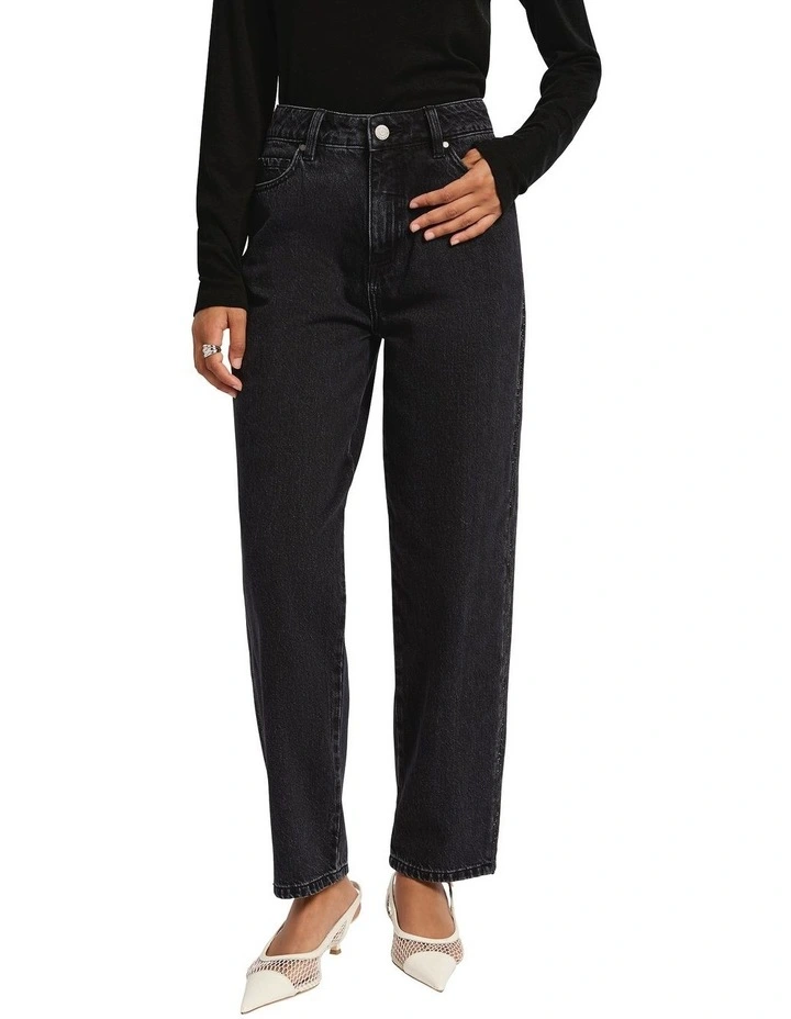 Soren Sparkle Barrel Leg Jean in Washed Black image 2
