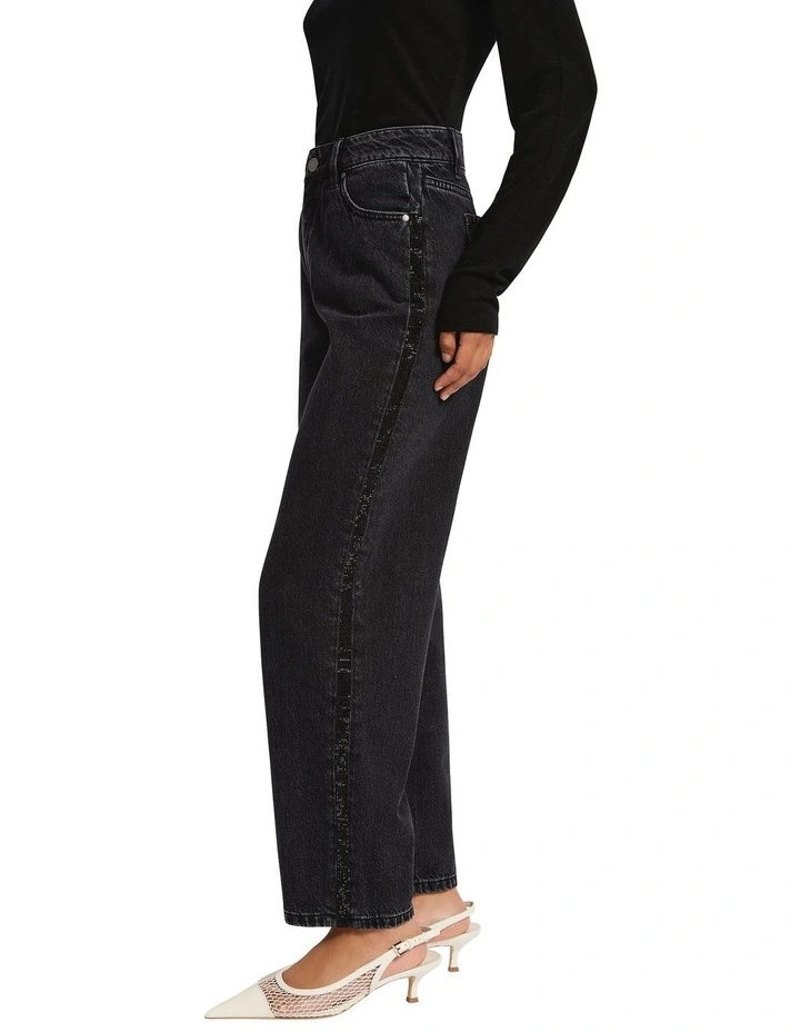 Soren Sparkle Barrel Leg Jean in Washed Black image 3