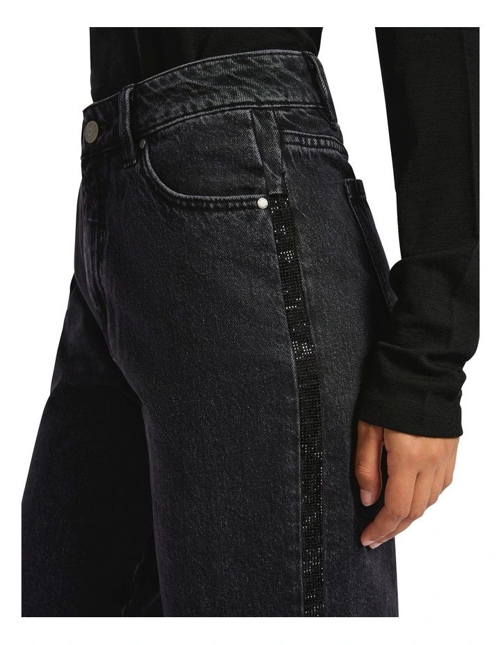 Soren Sparkle Barrel Leg Jean in Washed Black image 4