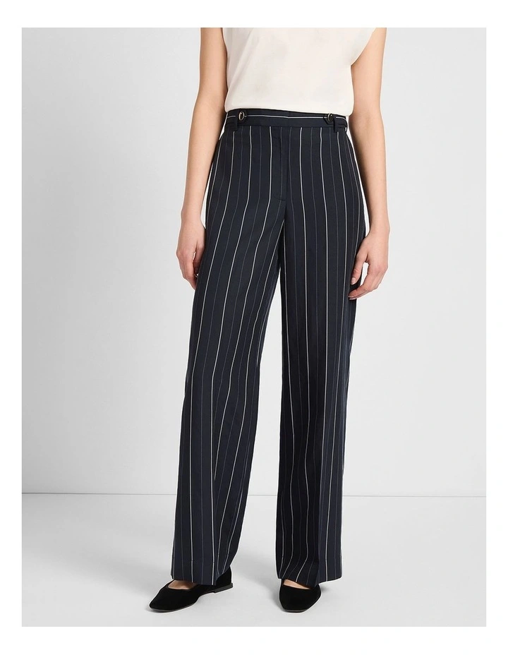 Charles Wide Leg Pant in Navy Stripe image 1