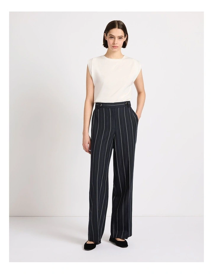 Charles Wide Leg Pant in Navy Stripe image 1