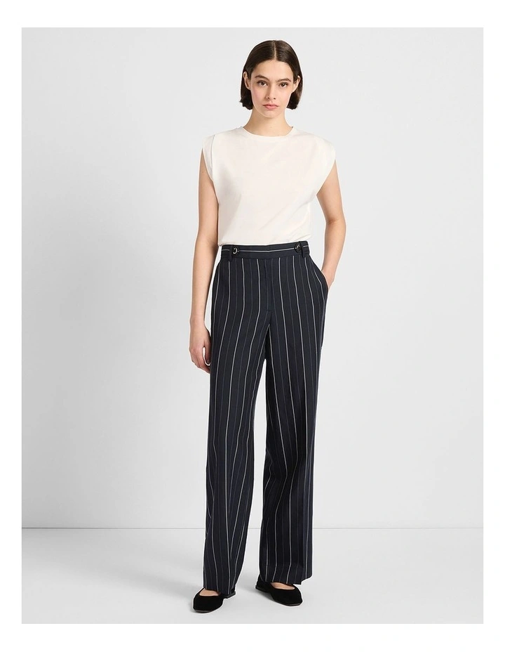Charles Wide Leg Pant in Navy Stripe image 2