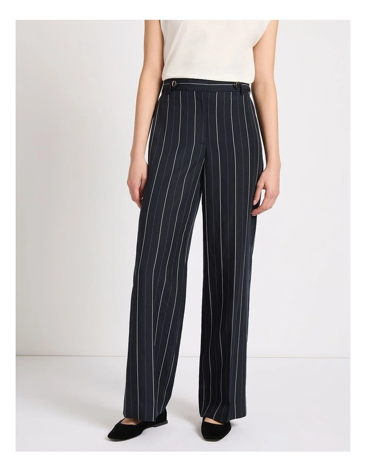Charles Wide Leg Pant in Navy Stripe image 2