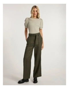Ashley Wide Leg Pant in Dark Khaki