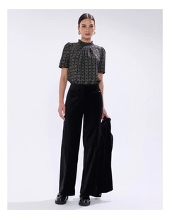 Nala Velvet Pant in Black