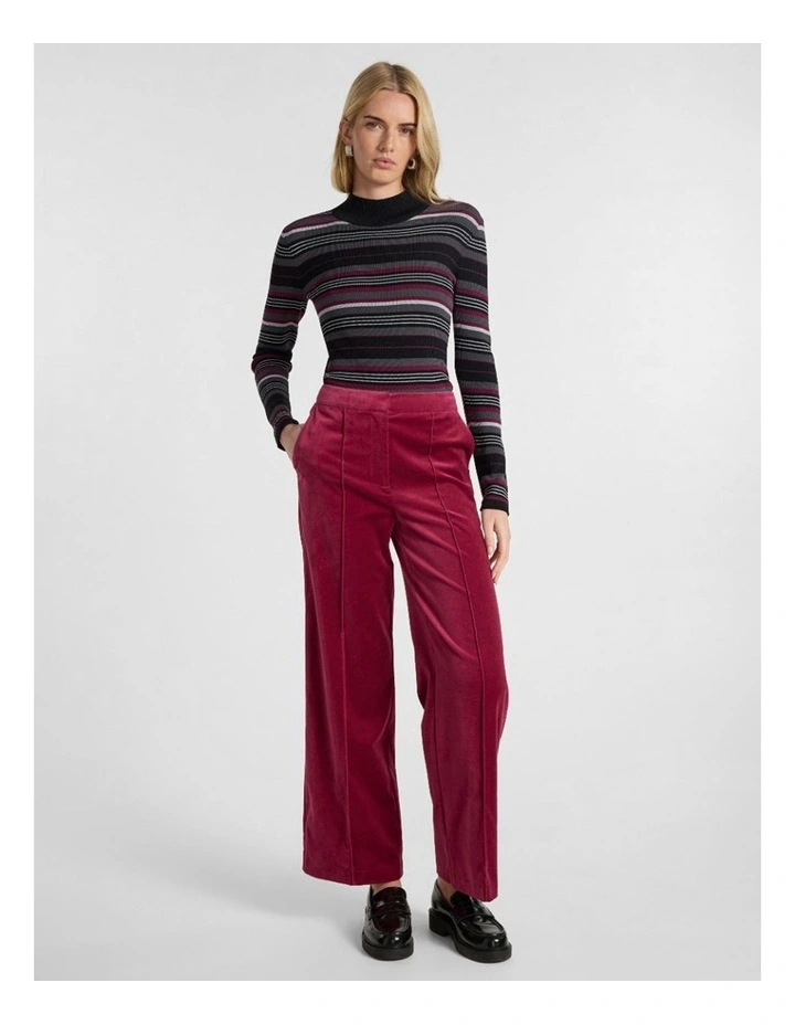 Nala Wide Leg Velvet Pant in Berry image 2