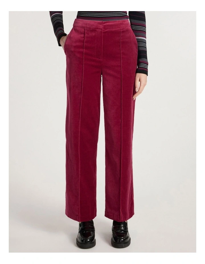 Nala Wide Leg Velvet Pant in Berry image 2