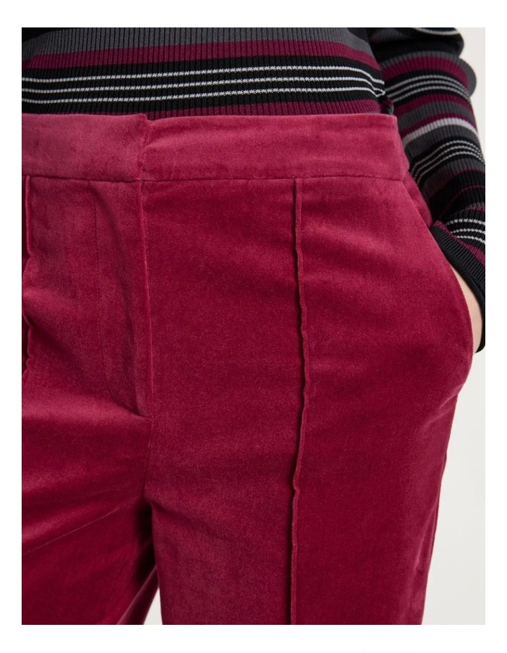 Nala Wide Leg Velvet Pant in Berry image 3