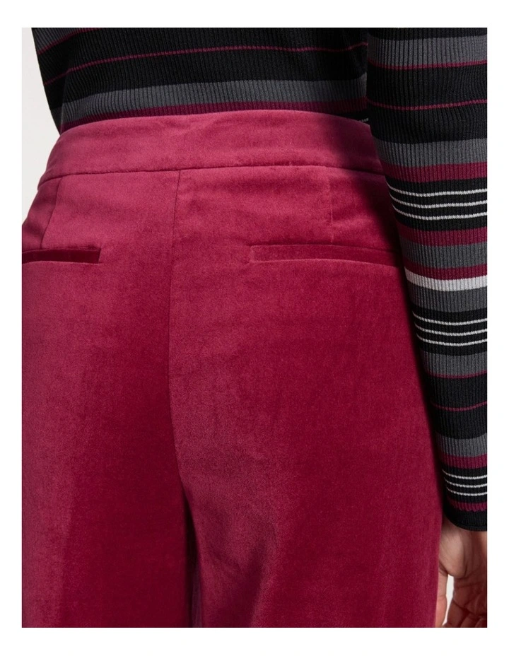 Nala Wide Leg Velvet Pant in Berry image 4