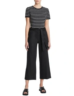 Eva Stretch Linen Culotte in Black