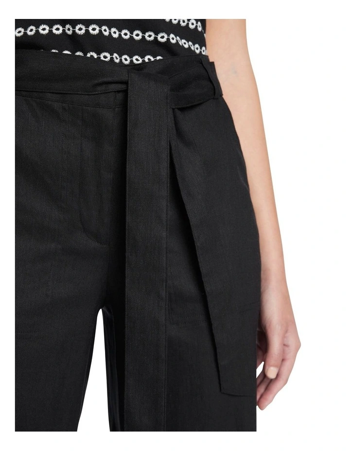 Eva Stretch Linen Culotte in Black image 4