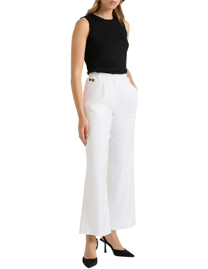 Nora Stripe Linen Pant in White Stripe image 1