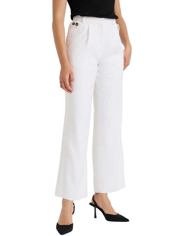 Nora Stripe Linen Pant in White Stripe image 2