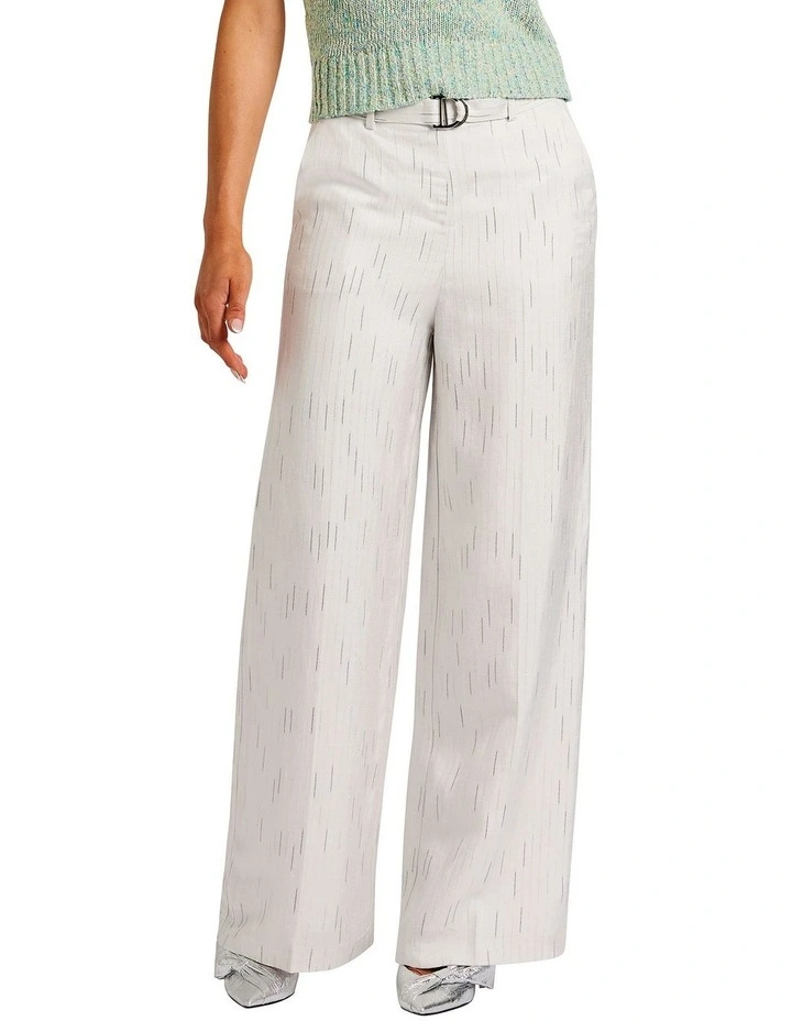 Kylie Wide Leg Stripe Pant in White Stripe image 2