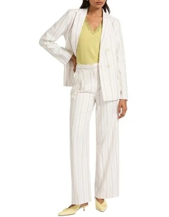 Monza Wide Leg Stripe Pant in White Stripe