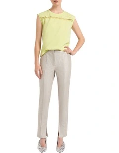 Quinn Stretch Linen Pant in Silver