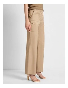 Joey Wide Leg Cargo Pant in Twine