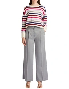 Reach Out Wide Leg Pant in Grey/White