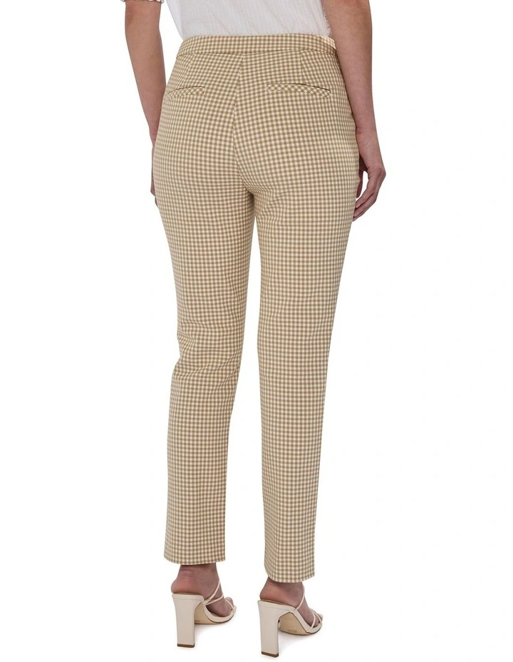One in A Gingham Slim Pant in Beige Multi image 4