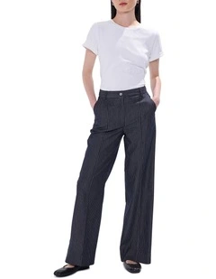 Spencer Smart Denim Pant in Navy Stripe