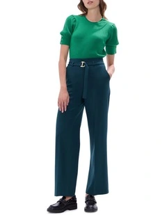 Foolish One Belted Pant in Deep Forest