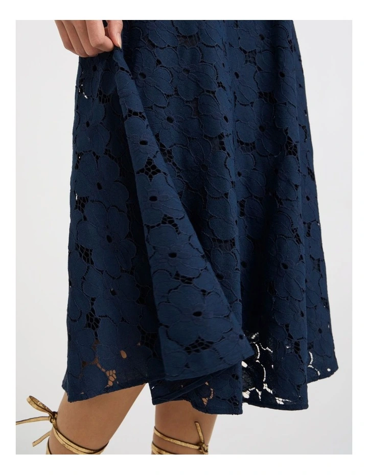 Countess Lace Midi Skirt in Navy image 3
