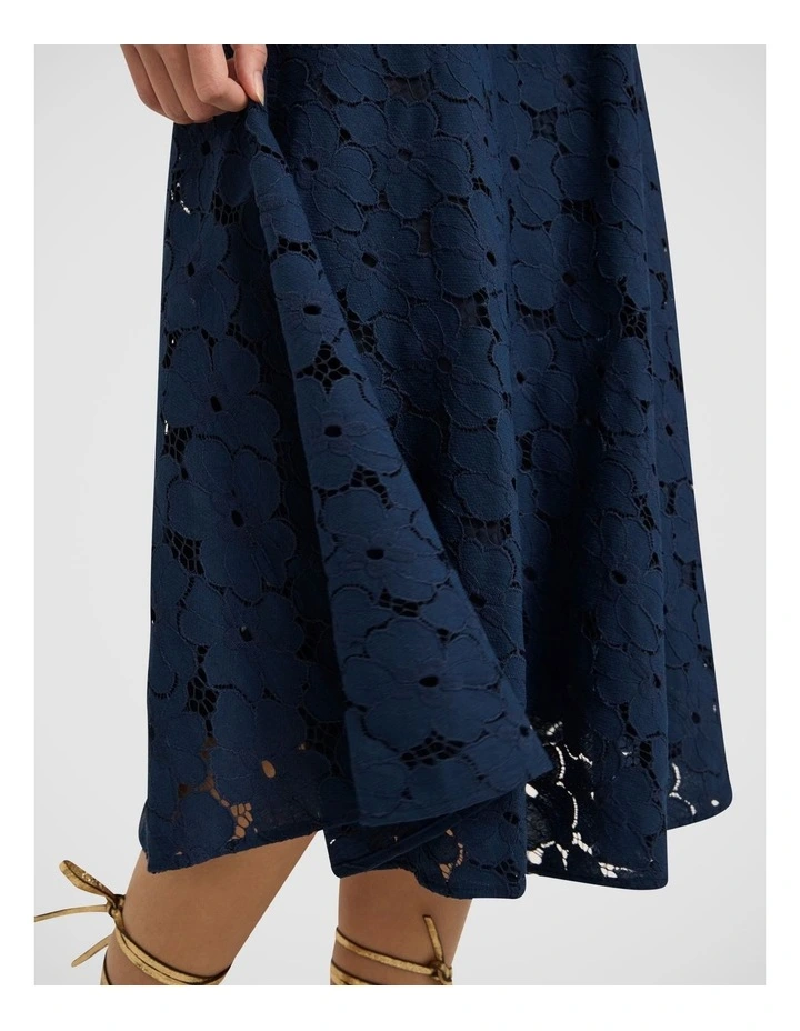 Countess Lace Midi Skirt in Navy image 3
