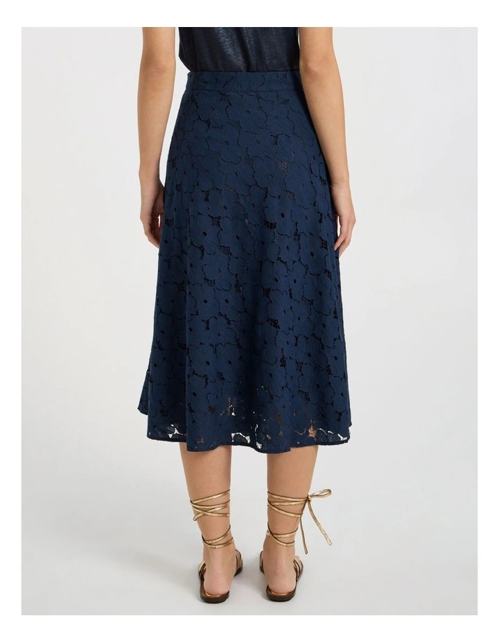 Countess Lace Midi Skirt in Navy image 4