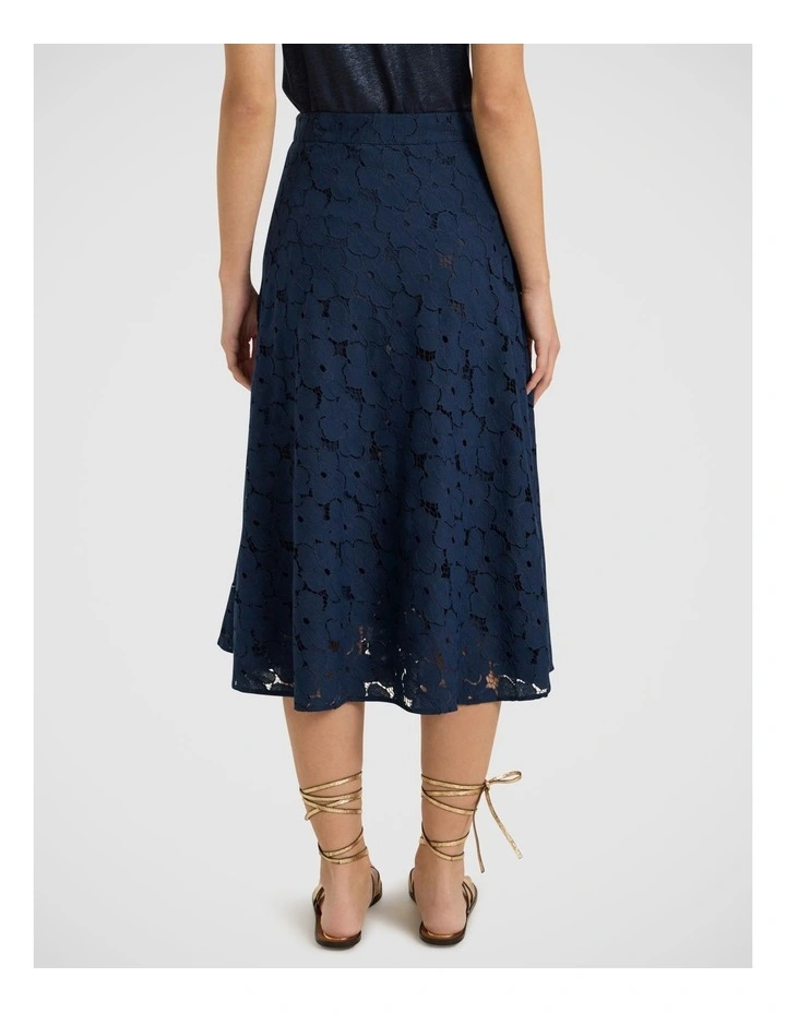 Countess Lace Midi Skirt in Navy image 4