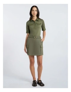 Bargo Cargo Skirt in Olive Green