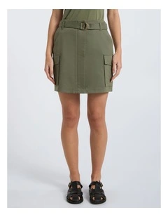 Bargo Cargo Skirt in Olive Green