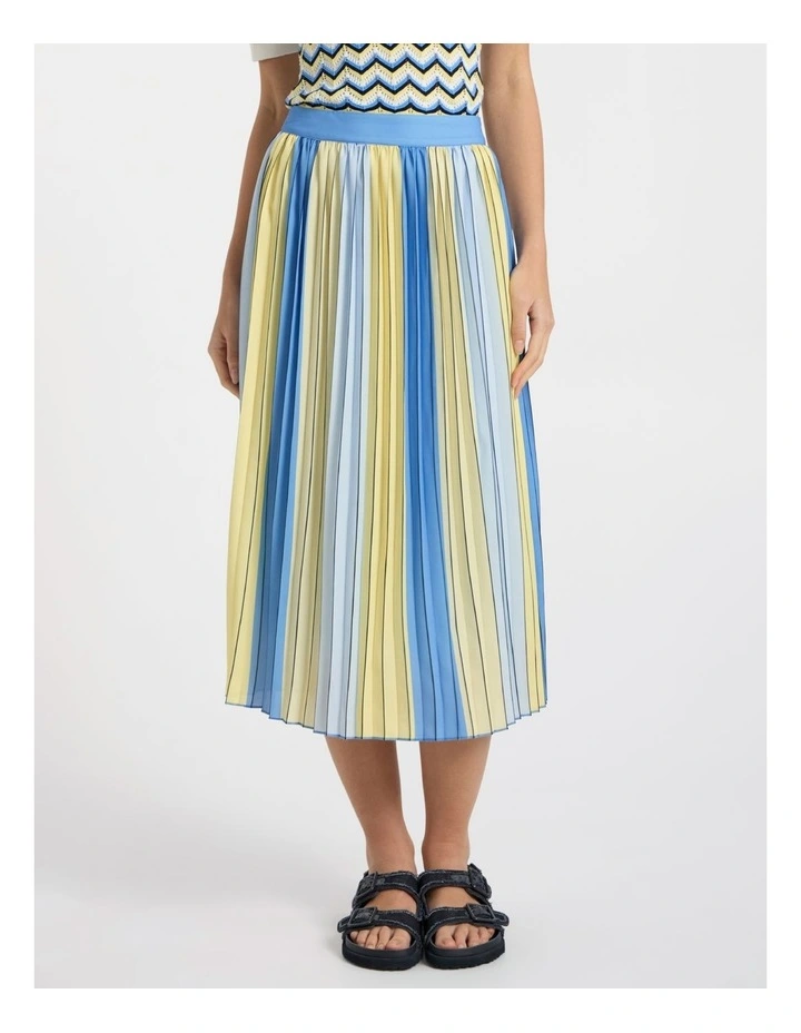 Parker Stripe Pleat Skirt in Blue Multi image 2