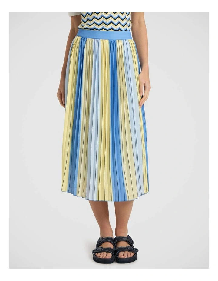 Parker Stripe Pleat Skirt in Blue Multi image 2