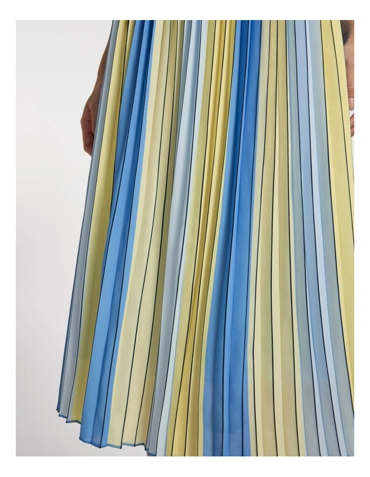 Parker Stripe Pleat Skirt in Blue Multi image 3