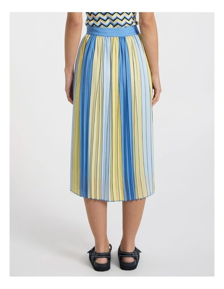 Parker Stripe Pleat Skirt in Blue Multi image 4