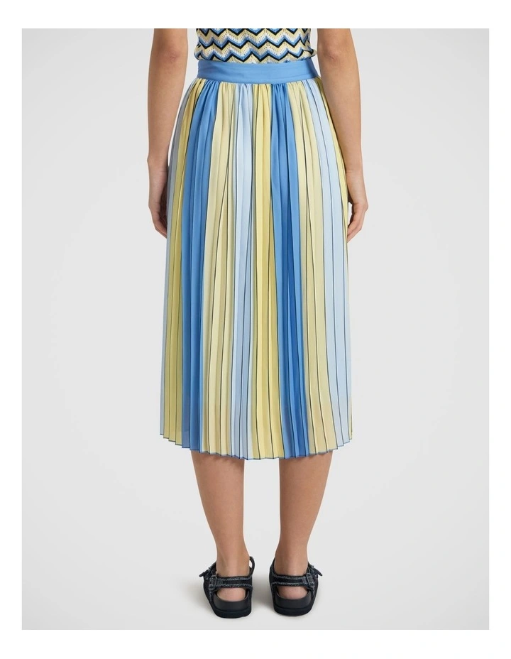 Parker Stripe Pleat Skirt in Blue Multi image 4