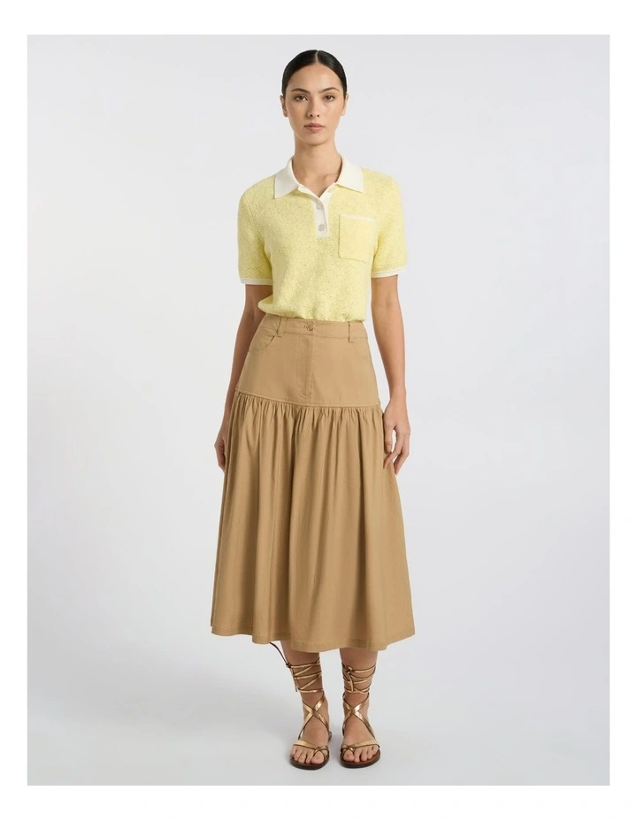 Ansel Linen Blend Midi Skirt in Tan image 2