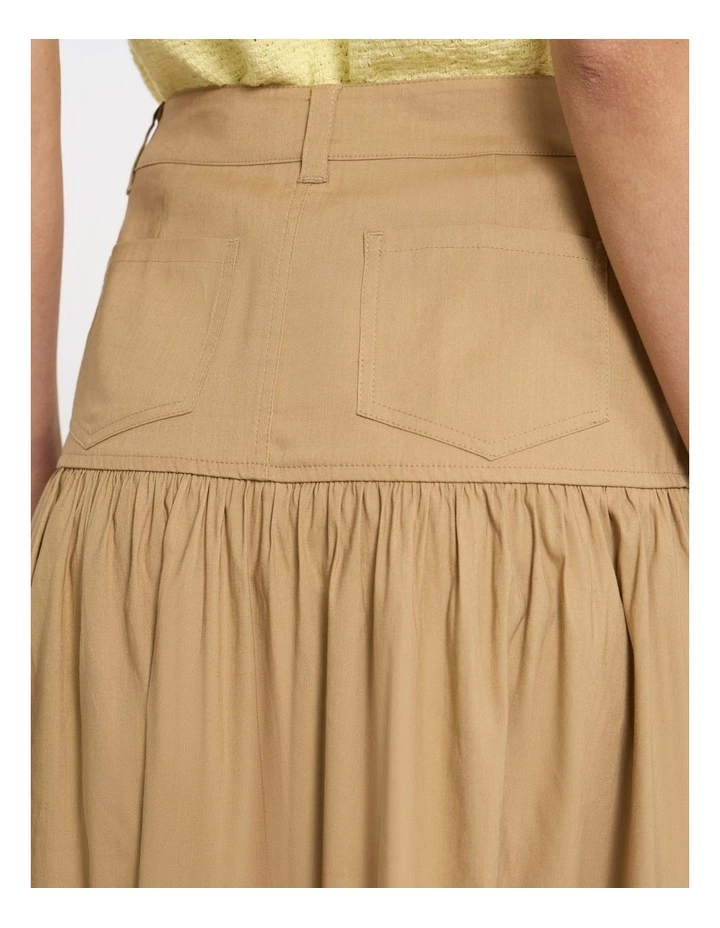 Ansel Linen Blend Midi Skirt in Tan image 4