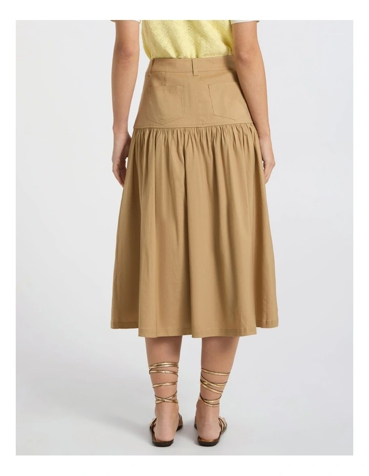 Ansel Linen Blend Midi Skirt in Tan image 5